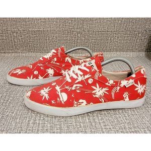 HUF Skate Shoes Mens Size 9 Red Hawaiian Sneakers Canvas Hula Girls Dolphins